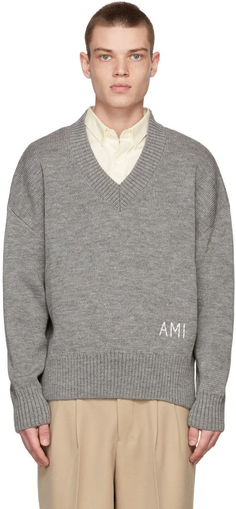 商品AMI|Grey Wool Oversized Sweater,价格¥1785,第1张图片