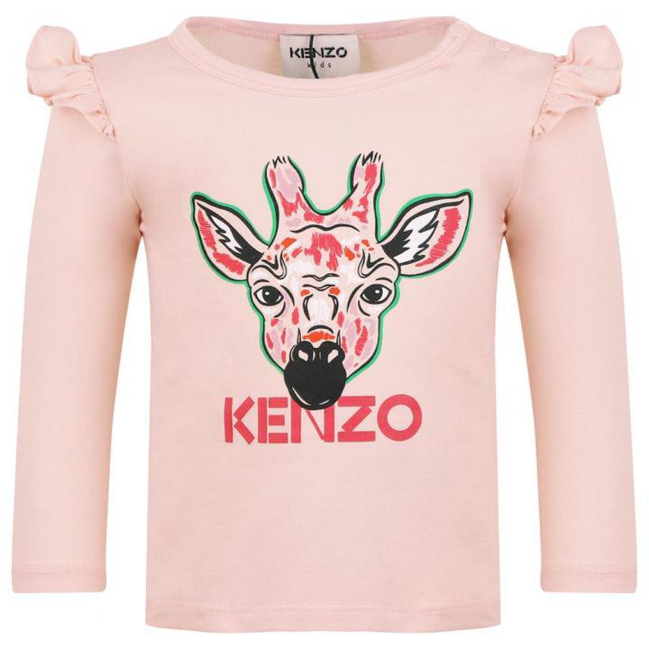 Pink Giraffe Motif Infant Long Sleeved T Shirt商品第1张图片规格展示