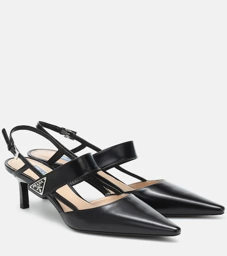 商品Prada|Leather slingback pumps,价格¥7340,第1张图片