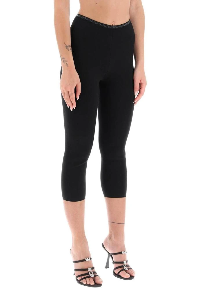 商品Alexander Wang|CROPPED LEGGINGS WITH CRYSTAL-STUDDED LOGOED BAND,价格¥1844,第3张图片详细描述