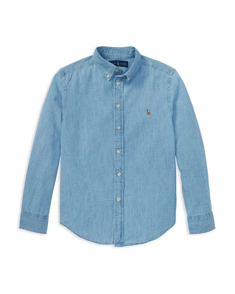 商品Ralph Lauren|Boys' Chambray Button Down Dress Shirt - Big Kid 男童衬衣,价格¥418,第1张图片