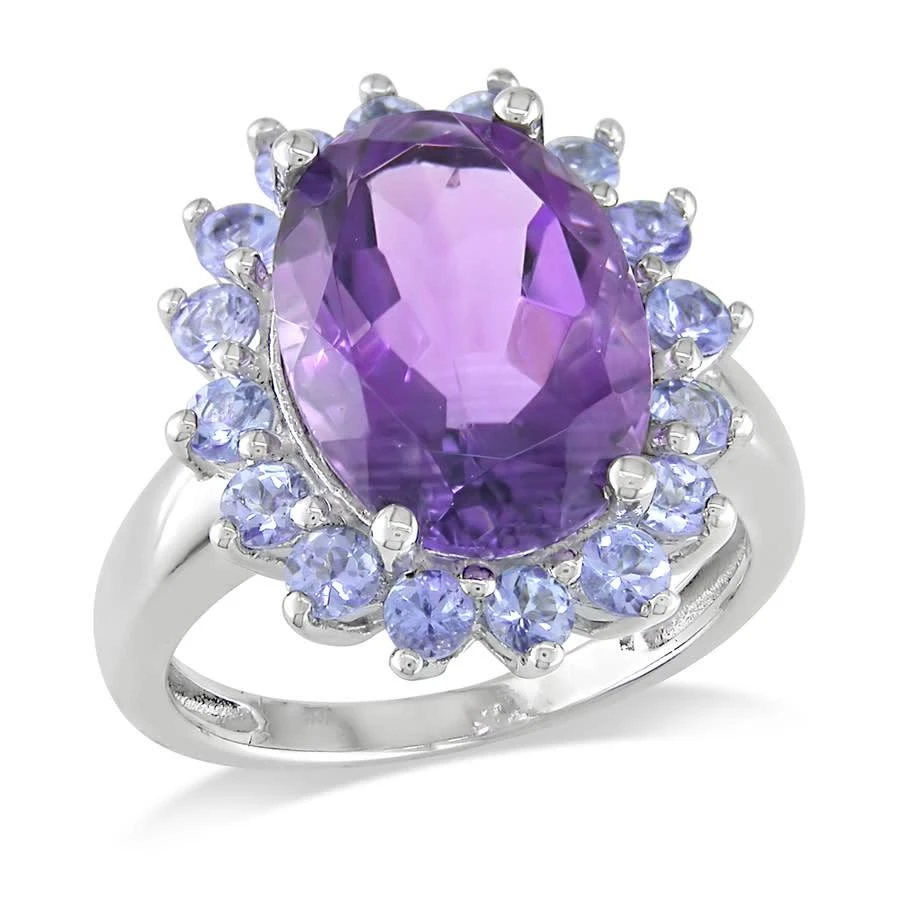 商品Amour|Sterling Silver 5 7/8 CT TGW Amethyst Tanzanite Halo Cocktail Ring,价格¥536,第1张图片