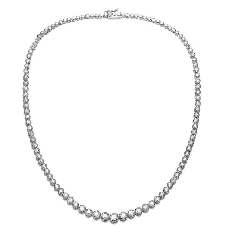 商品Rachel Glauber|Megan Walford White Gold Plated with Cubic Zirconia Graduated-Size Tennis Chain Anniversary Necklace,价格¥945,第1张图片