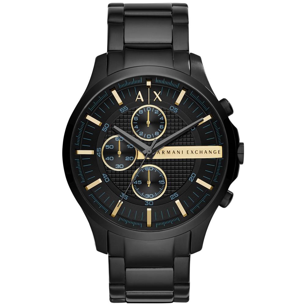 Men's Chronograph Hampton Black Stainless Steel Bracelet Watch 46mm商品第1张图片规格展示