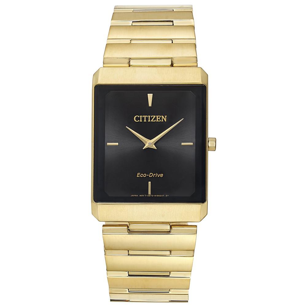 Eco-Drive Unisex Stiletto Gold-Tone Stainless Steel Bracelet Watch 28x38mm商品第4张图片规格展示