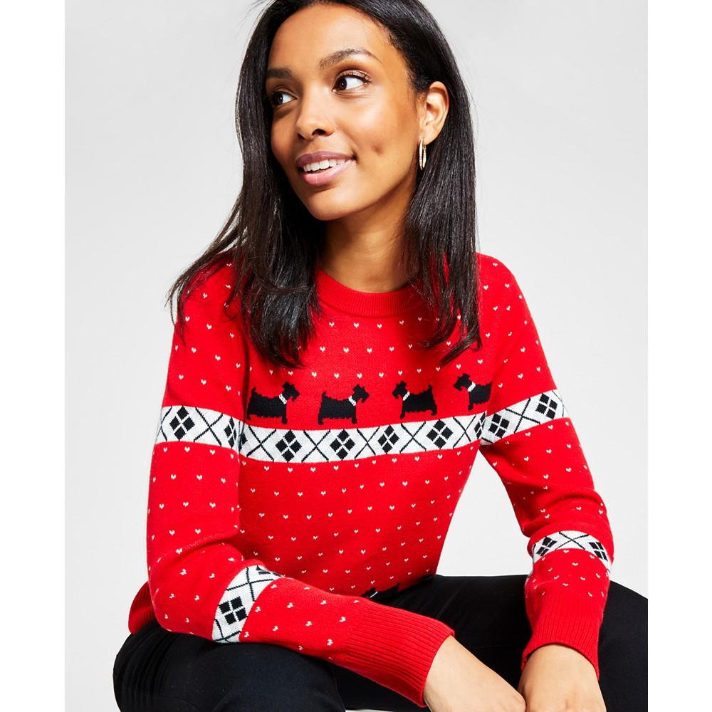 Women's Walking Scottie Family Holiday Sweater, Created for Macy's商品第3张图片规格展示