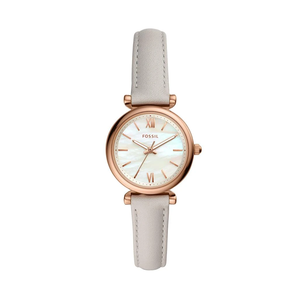商品Fossil|Carlie Mini Three-Hand Leather Watch,价格¥669,第1张图片