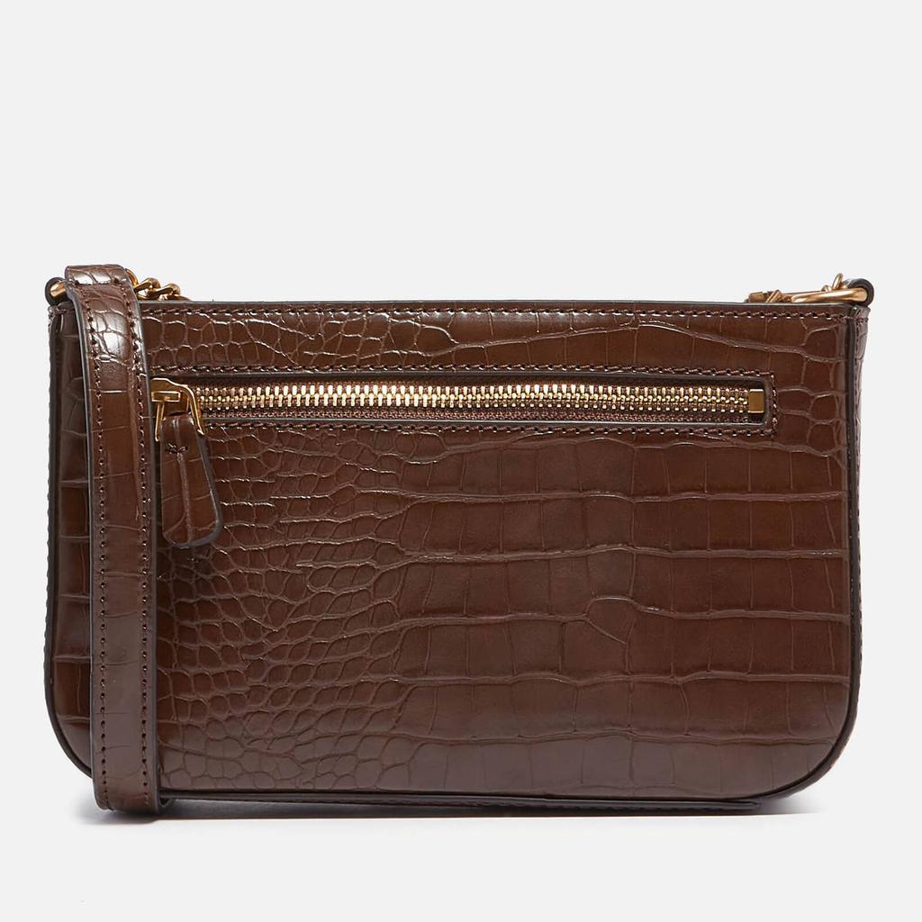 商品GUESS|Guess Women's Katey Croc Mini Top Zip Shoulder Bag - Brown,价格¥955,第5张图片详细描述