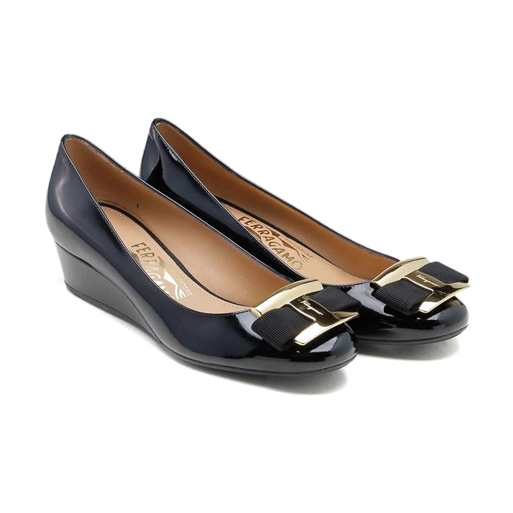 SALVATORE FERRAGAMO 黑色女士坡跟鞋 0592353 商品