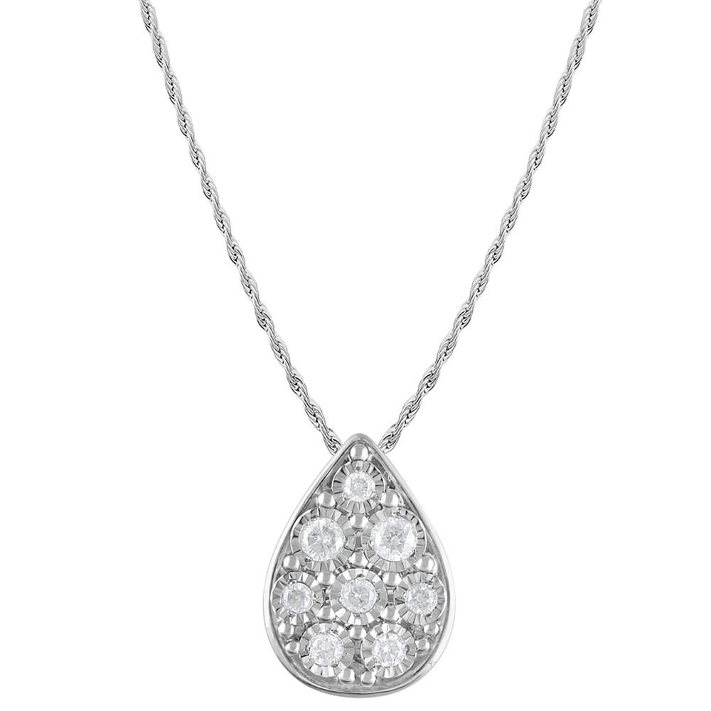 2-Pc. Set Diamond Teardrop Pendant Necklace & Matching Stud Earrings (3/8 ct. t.w.) in Sterling Silver商品第2张图片规格展示