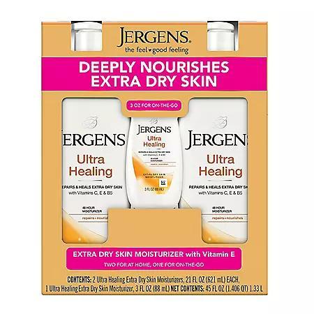 商品Jergens|Ultra Healing 超滋润身体乳(21 fl. oz.两只&3 oz.1支),价格¥67,第1张图片