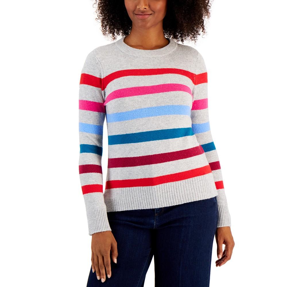 Petite Multi-Bold-Striped Sweater, Created for Macy's商品第1张图片规格展示