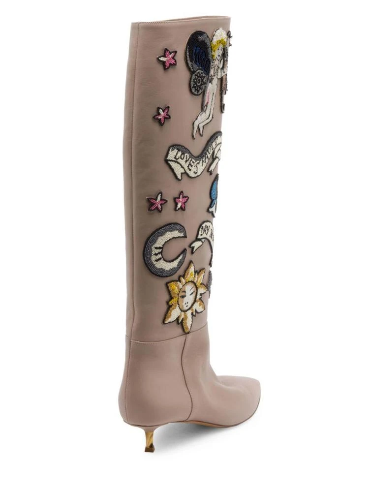 商品Valentino|Twisteel Tall Beaded Leather Boots,价格¥11831,第2张图片详细描述