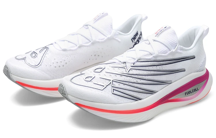 商品[国内直发] New Balance|FuelCell SC Elite v3 菁英 织物皮革防滑耐磨 低帮 碳板 训练跑步鞋 女款 白银粉,价格¥686,第4张图片详细描述