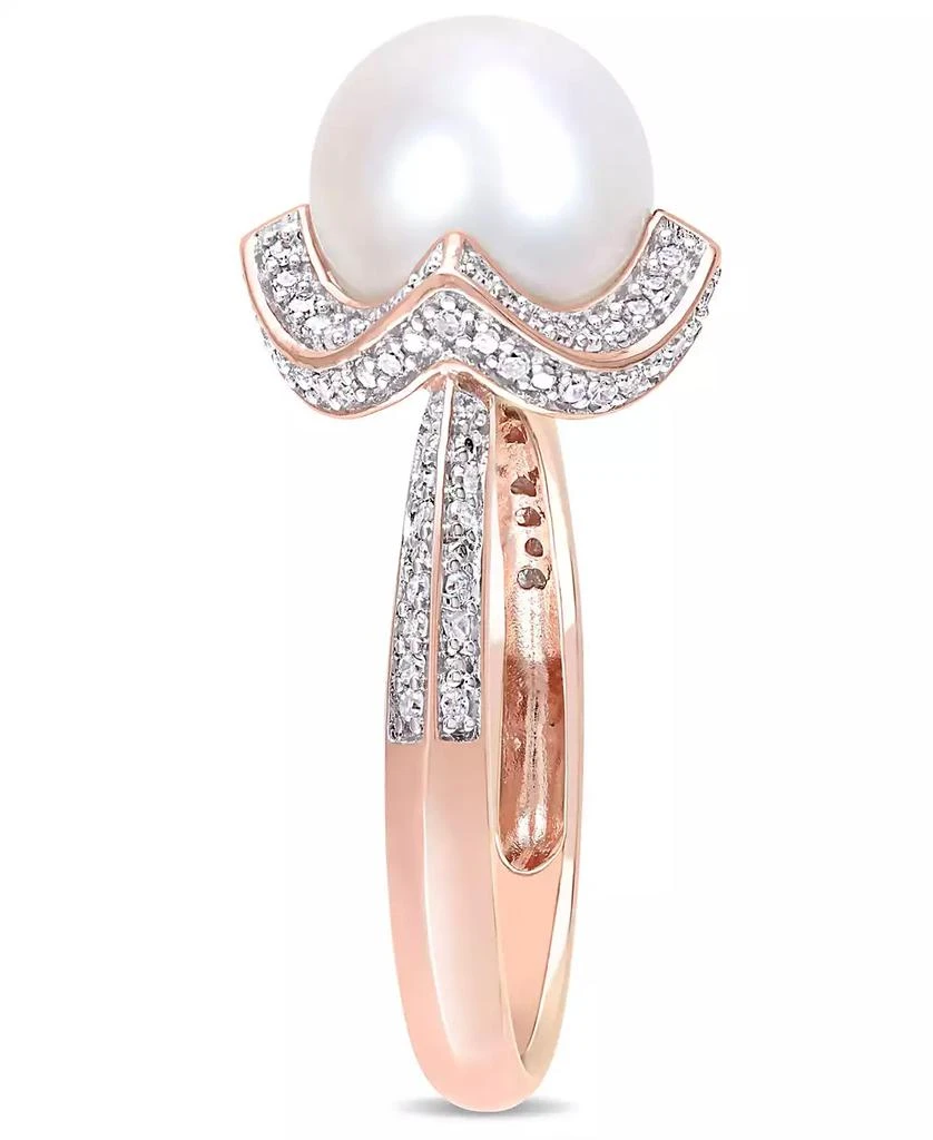 商品Macy's|Freshwater Cultured Pearl (8.5-9mm) and Diamond (1/4 ct. t.w.) Vintage Halo Ring in 10k Rose Gold,价格¥13884,第3张图片详细描述