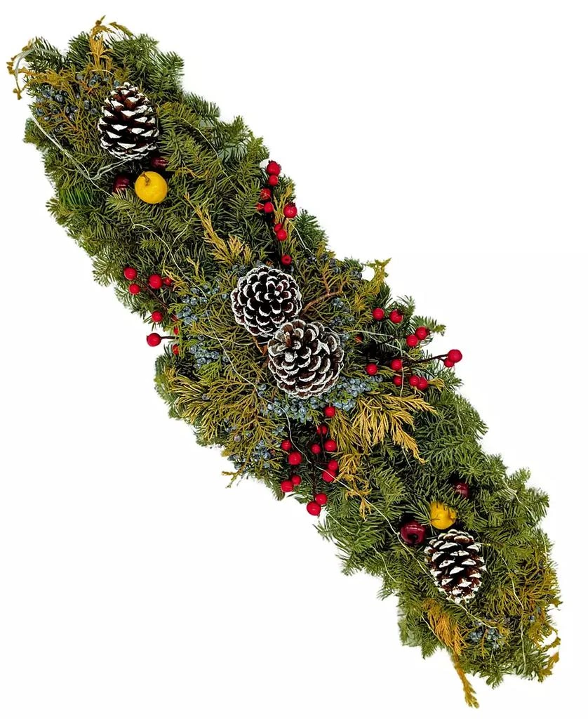 商品International Christmas Innovation|Fresh Noble Fir Berried Juniper Centerpiece with Faux Berries and Faux Apples and Warm Lights,价格¥359,第1张图片