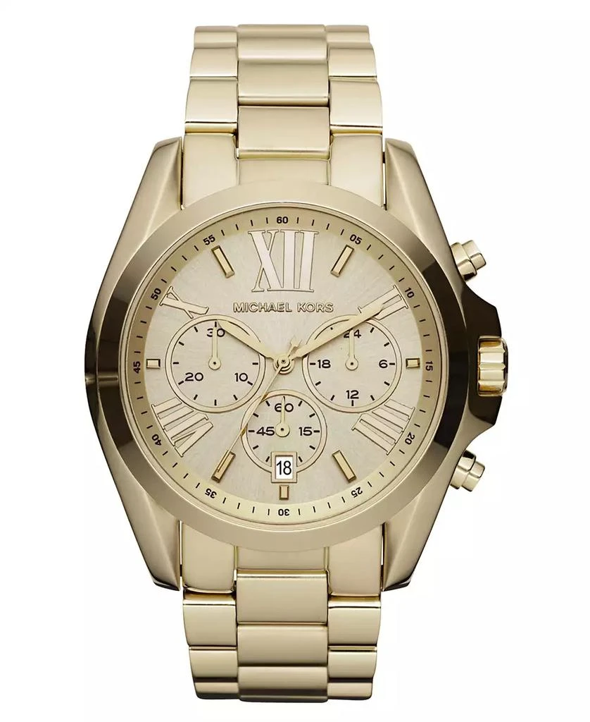 商品Michael Kors|Unisex Chronograph Bradshaw Gold-Tone Stainless Steel Bracelet Watch 43mm MK5605,价格¥2060,第1张图片