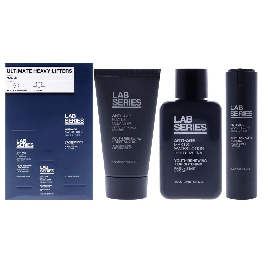 商品Lab Series|Ultimate Heavy Lifters Set by Lab Series for Men - 3 Pc 1oz Anti Age Max LS Cleanser, 1oz Anti Age Max LS Water Lotion, 1.5oz Anti Age Max LS Lotion,价格¥556,第1张图片