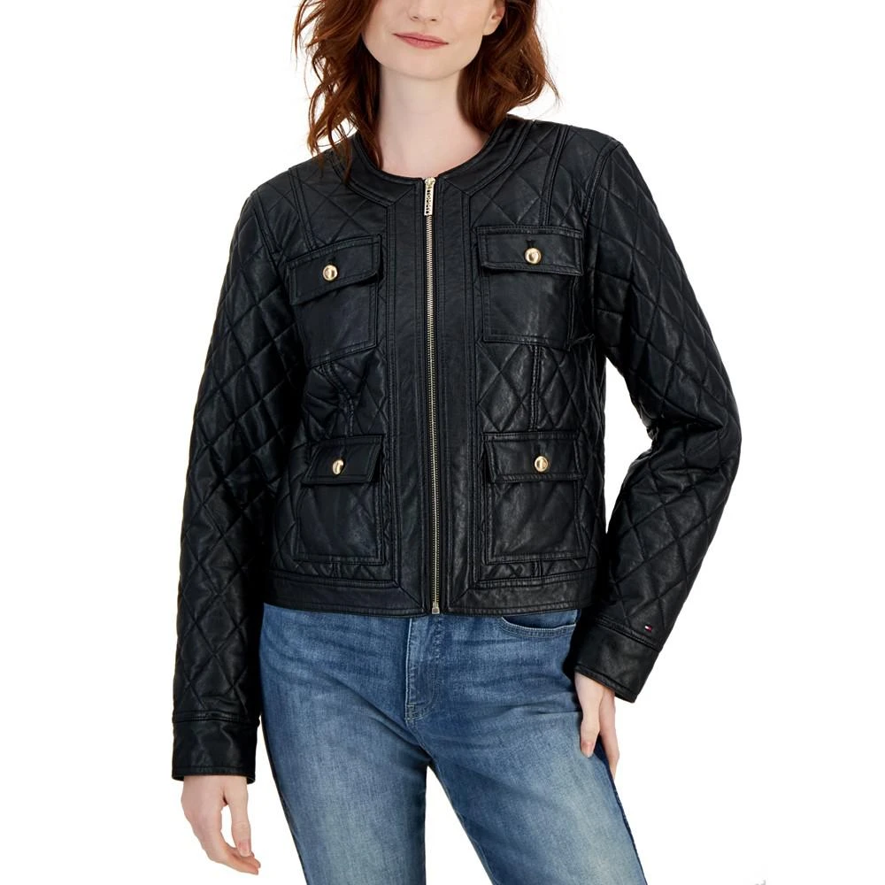 商品Tommy Hilfiger|Women's Quilted Faux-Leather Jacket,价格¥738,第3张图片详细描述