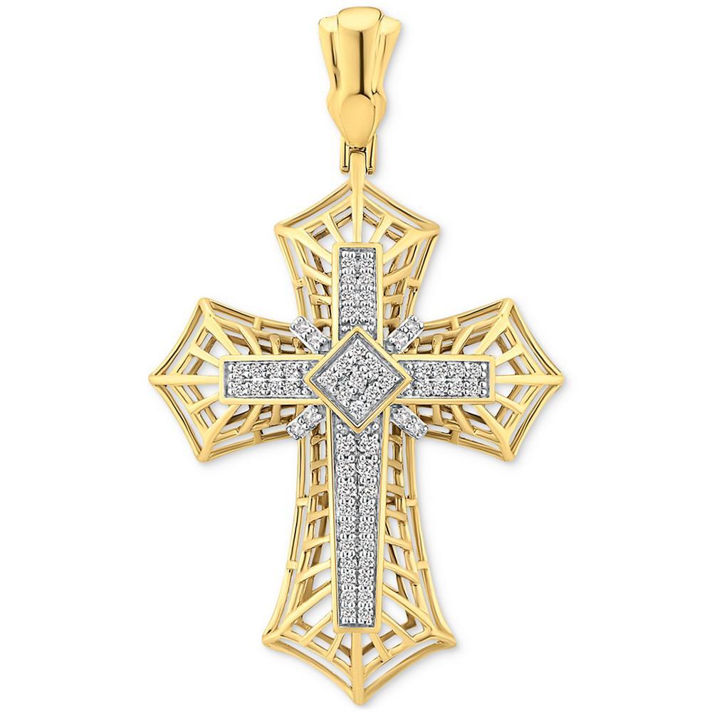 商品Macy's|Men's Diamond Cross Openwork Pendant (1 ct. t.w.) in 10k Gold,价格¥34381,第1张图片
