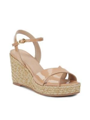 商品Stuart Weitzman|Rosemarie Patent Leather Wedge Sandals,价格¥867,第2张图片详细描述