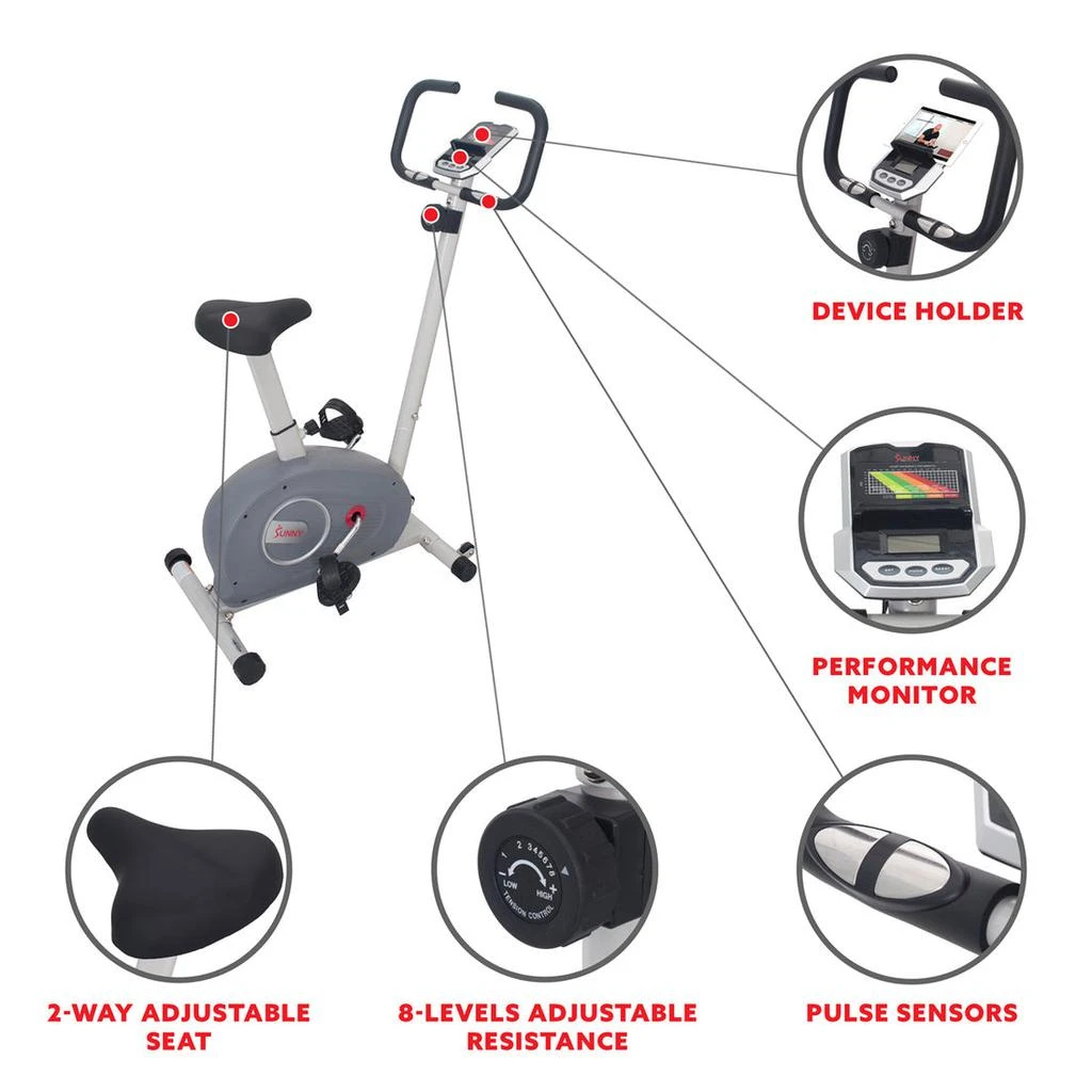 商品Sunny Health & Fitness|Sunny Health & Fitness Magnetic Resistance Upright Bike,价格¥1747,第3张图片详细描述