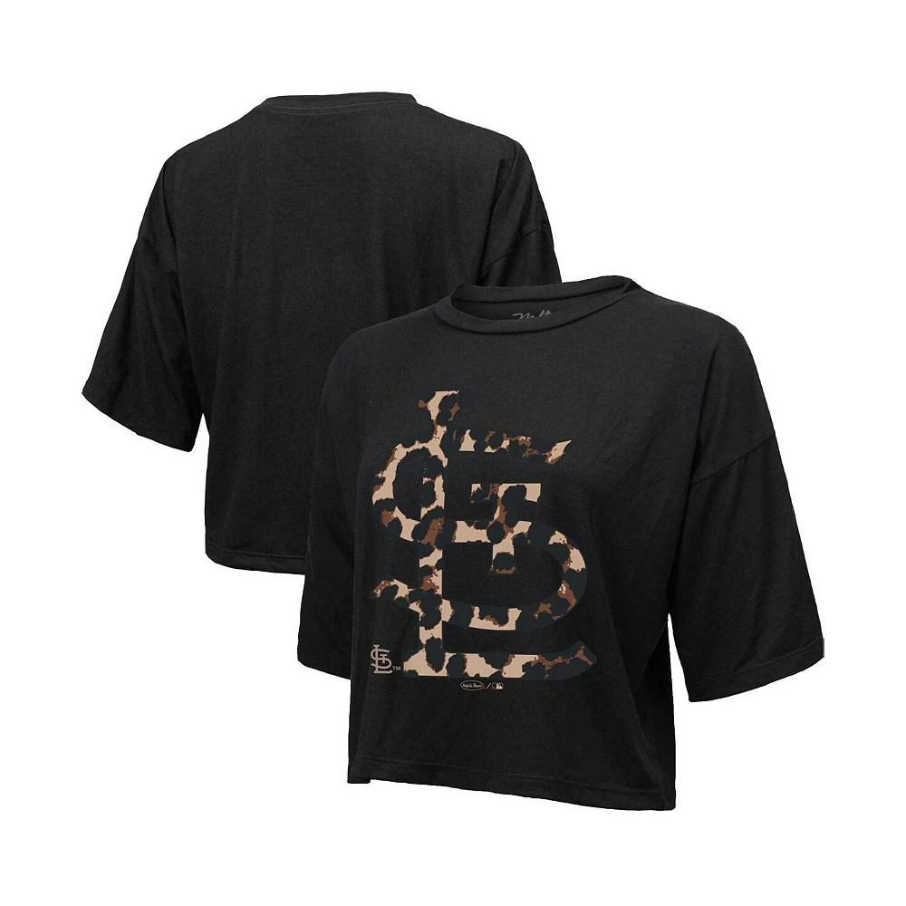 商品Majestic|Women's Threads Black St. Louis Cardinals Leopard Cropped T-shirt,价格¥335,第1张图片