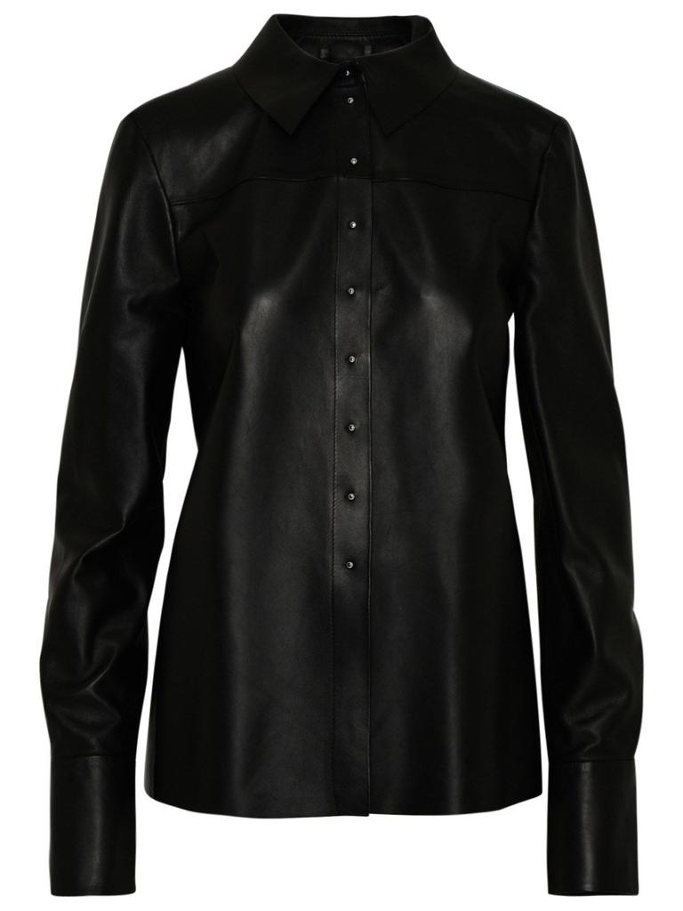 Max Mara Women's  Black Leather Shirt商品第1张图片规格展示