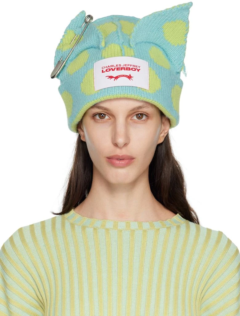 商品Charles Jeffrey Loverboy|SSENSE Exclusive Blue Chunky Punk Ears Beanie,价格¥1105,第1张图片