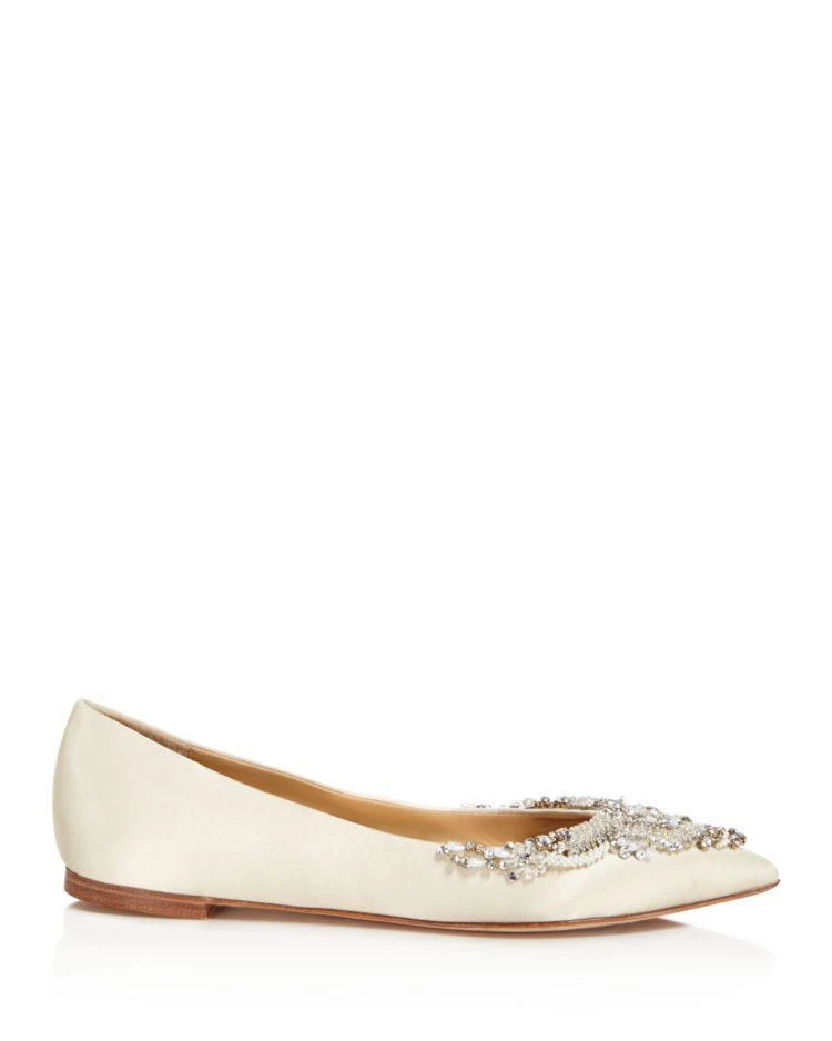 商品Badgley Mischka|Malena Satin Embellished Pointed Toe Flats ,价格¥583,第2张图片详细描述