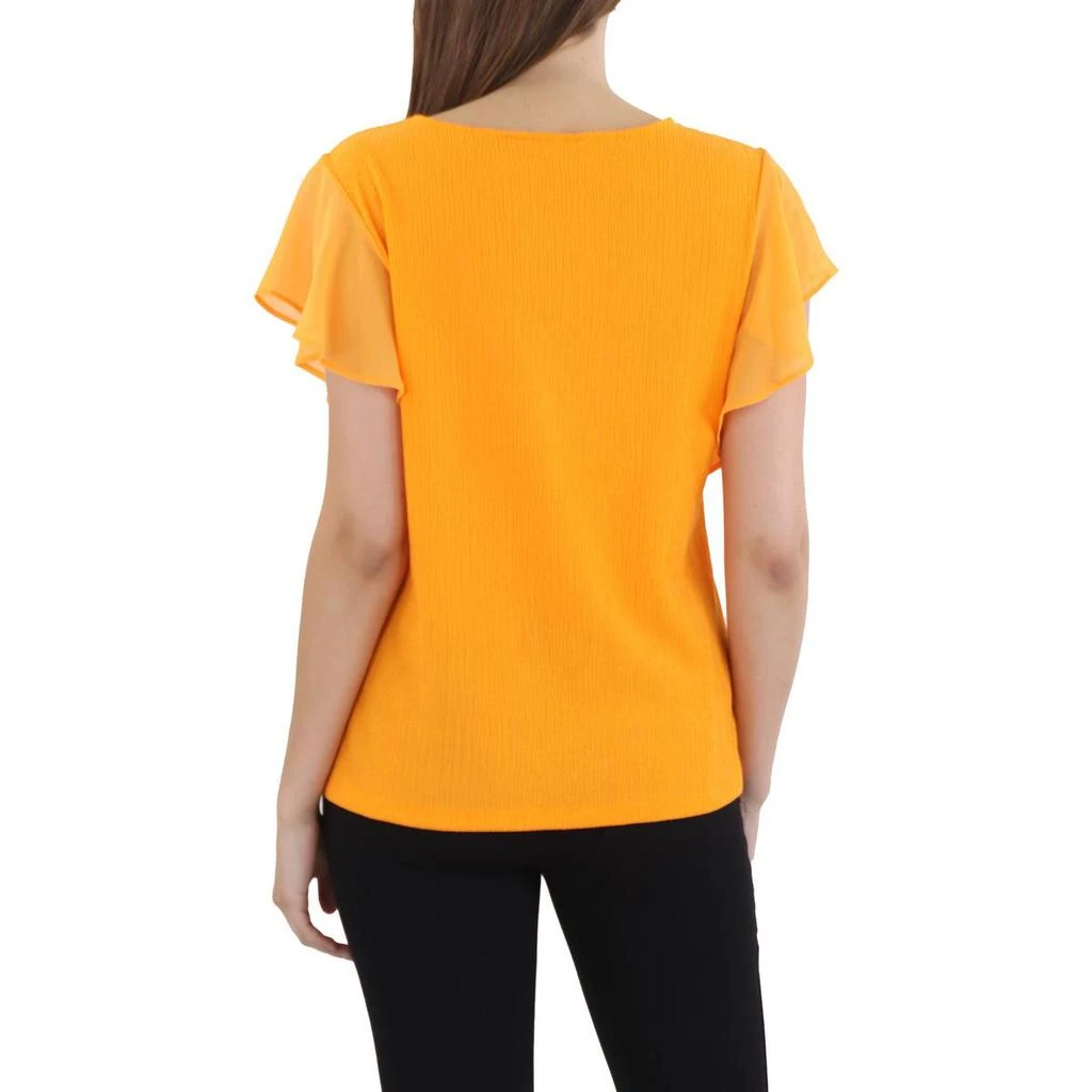 商品Calvin Klein|Calvin Klein Womens Chiffon Trim V Neck Blouse,价格¥168,第5张图片详细描述