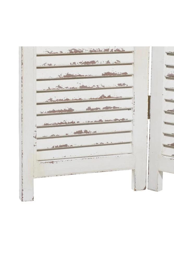 Cream Wood Farmhouse Room Divider Screen with Horizontal Slats 商品