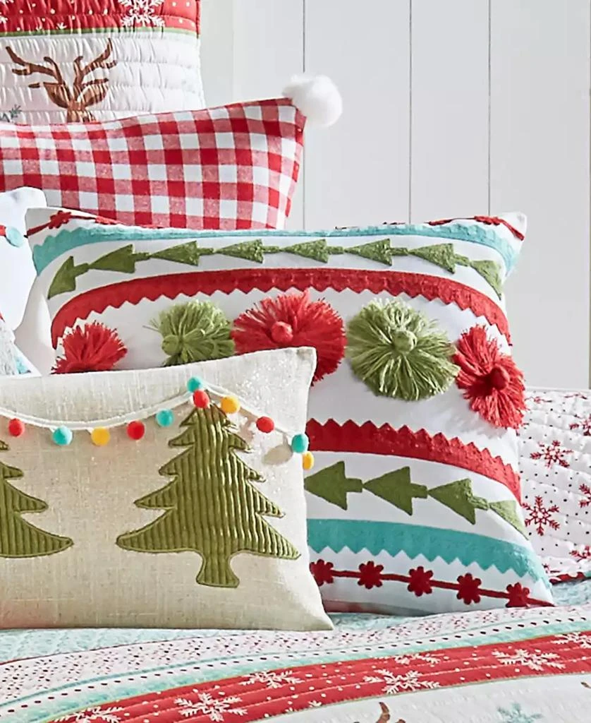 商品Levtex|Let It Snow Sparkle Christmas  Pom Decorative Pillow, 12" x 24",价格¥209,第2张图片详细描述