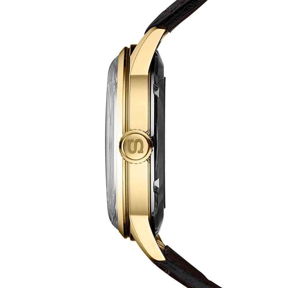商品Seiko|Men's Automatic Presage Brown Leather Strap Watch 40.5mm,价格¥3684,第7张图片详细描述