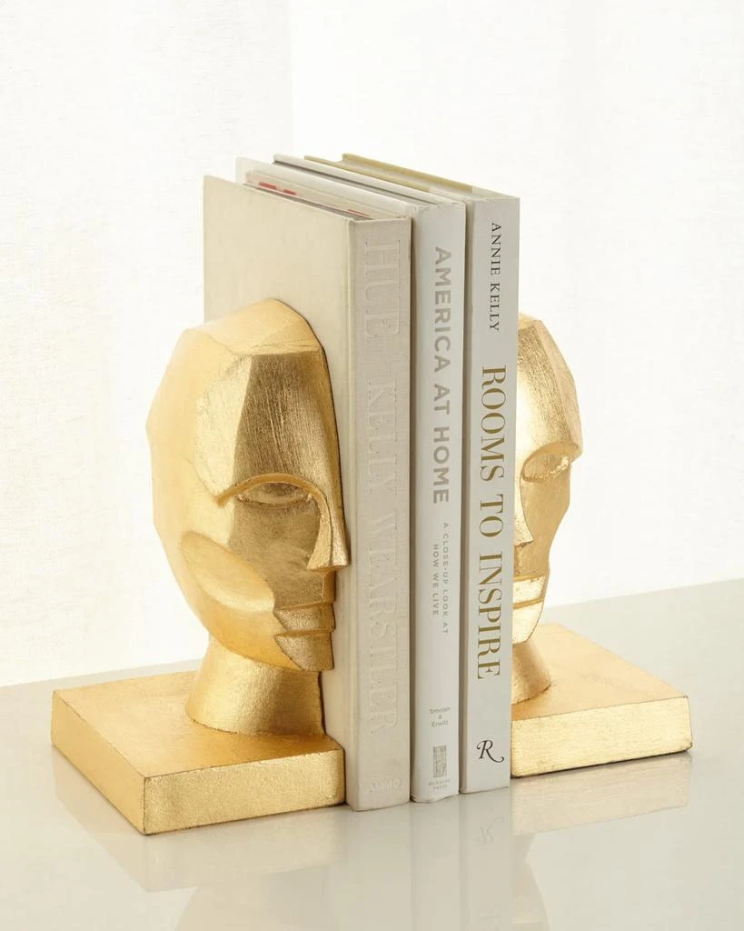 商品Worlds Away|Pair of Profile Bookends in Golden Leaf,价格¥1451,第1张图片