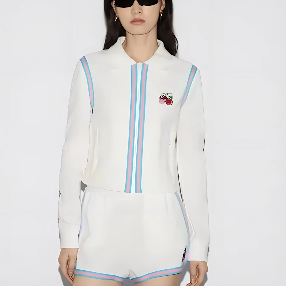 商品[国内直发] Gucci|古驰 FW24 Logo樱桃刺绣拉链长袖针织衫 女款 白色,价格¥5328,第6张图片详细描述