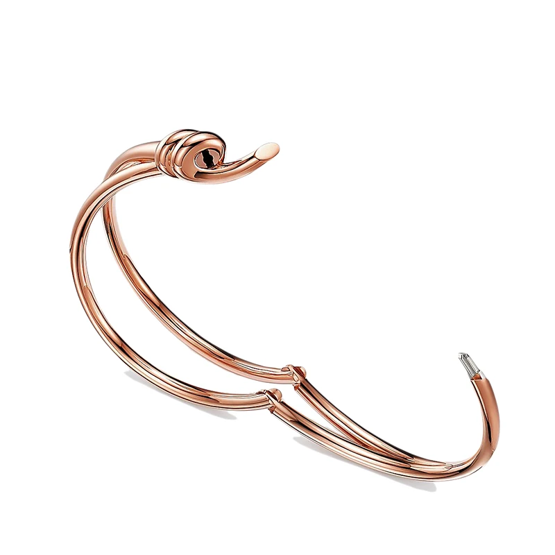   Tiffany & Co./蒂芙尼 22春夏新款 Knot系列 18K金 玫瑰金色 绳结双行铰链手镯GRP11996 商品