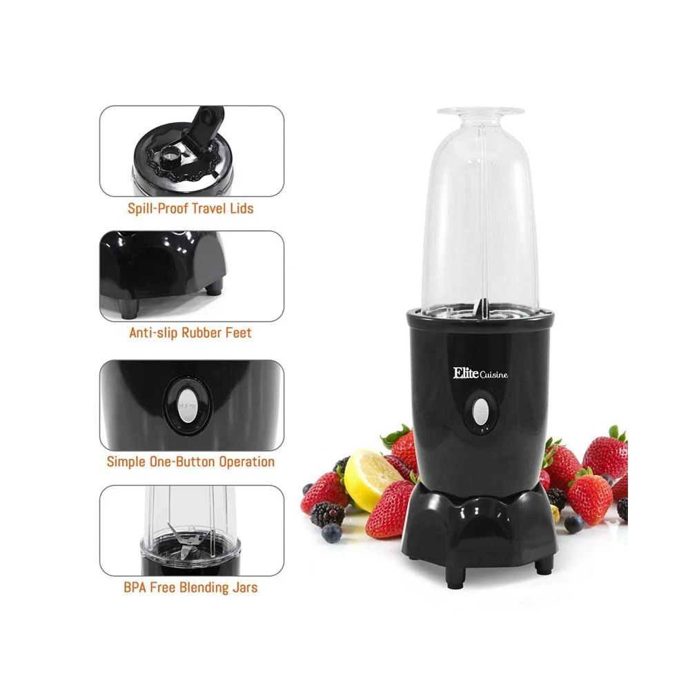 商品Elite Gourmet|Elite Cuisine 17 Piece Personal Drink Blender with 4 x 16 Ounce Travel Cups,价格¥309,第4张图片详细描述