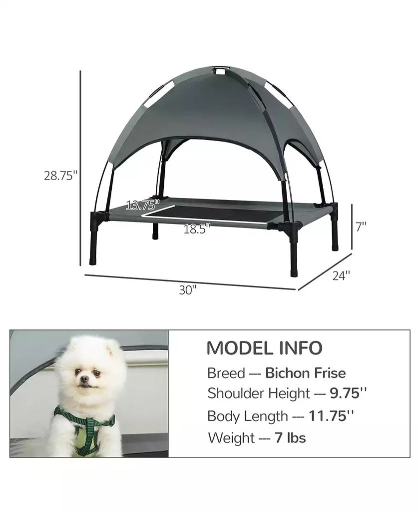 商品PawHut|Elevated Pet Bed Dog Foldable Cot Tent Canopy Instant Shelter Outdoor,价格¥370,第2张图片详细描述