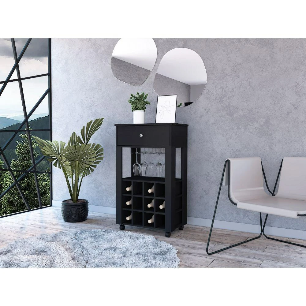 商品Streamdale Furniture|Streamdale Ambler 1-Drawer 12-Bottle Wine Cabinet Light,价格¥1755,第1张图片