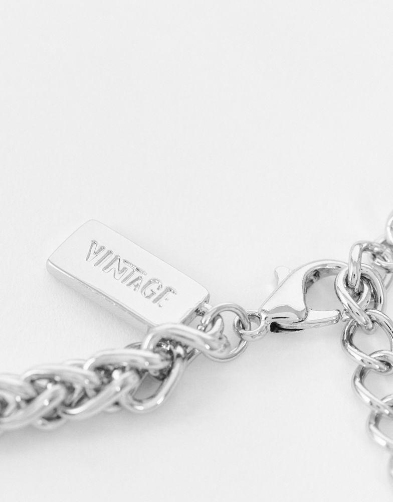 Reclaimed Vintage inspired chain necklace in silver商品第3张图片规格展示