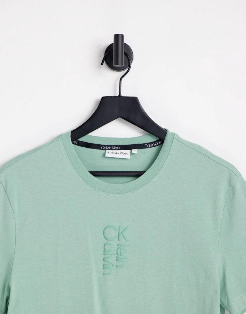 商品Calvin Klein|Calvin Klein hybrid logo t-shirt in teal green,价格¥251,第4张图片详细描述