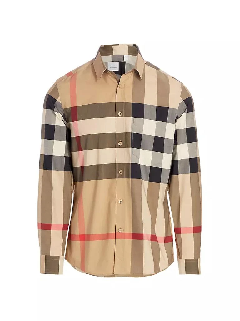 商品Burberry|Somerton Check Cotton Long-Sleeve Shirt,价格¥4762,第1张图片
