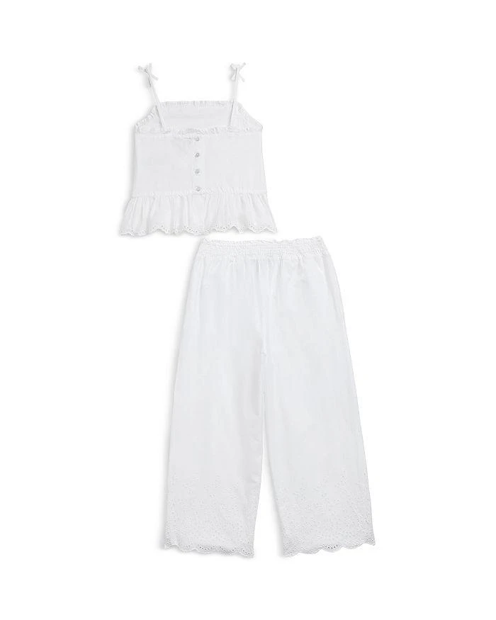 商品Ralph Lauren|Girls' Eyelet-Embroidered Cotton Top & Pants Set - Little Kid, Big Kid,价格¥421,第2张图片详细描述