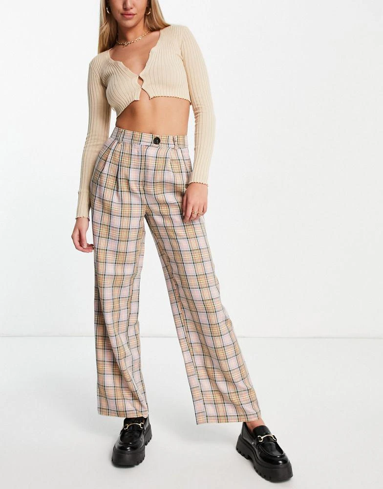 商品Y.A.S.|Y.A.S checked wide leg trouser co-ord in stone,价格¥157,第2张图片详细描述