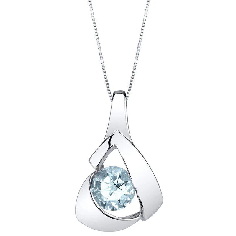 商品Peora|Aquamarine Sterling Silver Chiseled Pendant Necklace,价格¥385,第1张图片