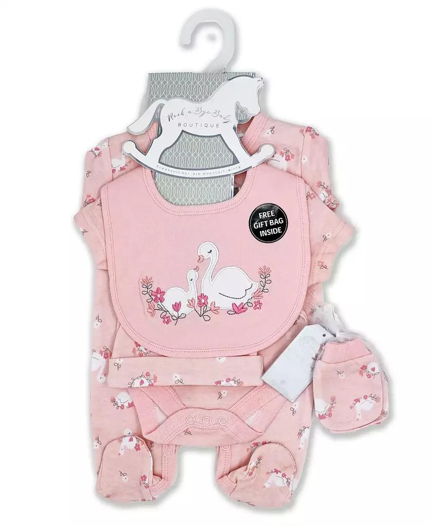 商品Rock-A-Bye Baby Boutique|Baby Girls Lovely Swan Layette Gift in Mesh Bag, 5 Piece Set,价格¥226,第3张图片详细描述