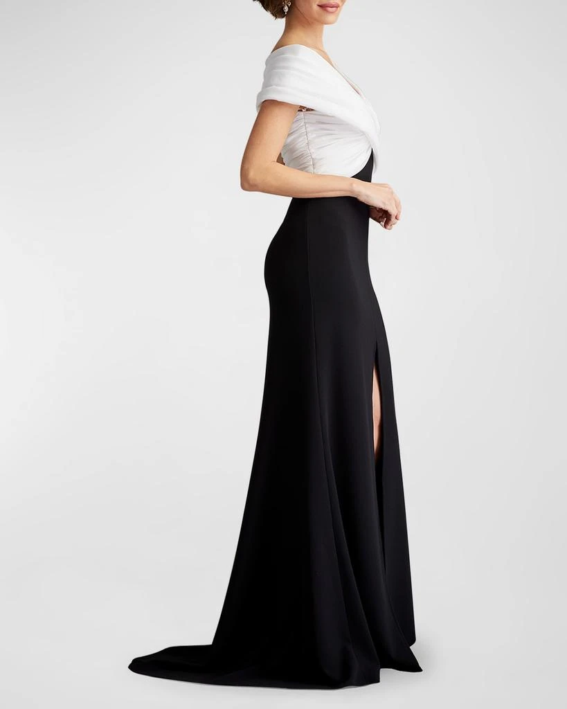 商品Tadashi Shoji|Pleated Two-Tone Off-Shoulder Gown,价格¥3689,第3张图片详细描述