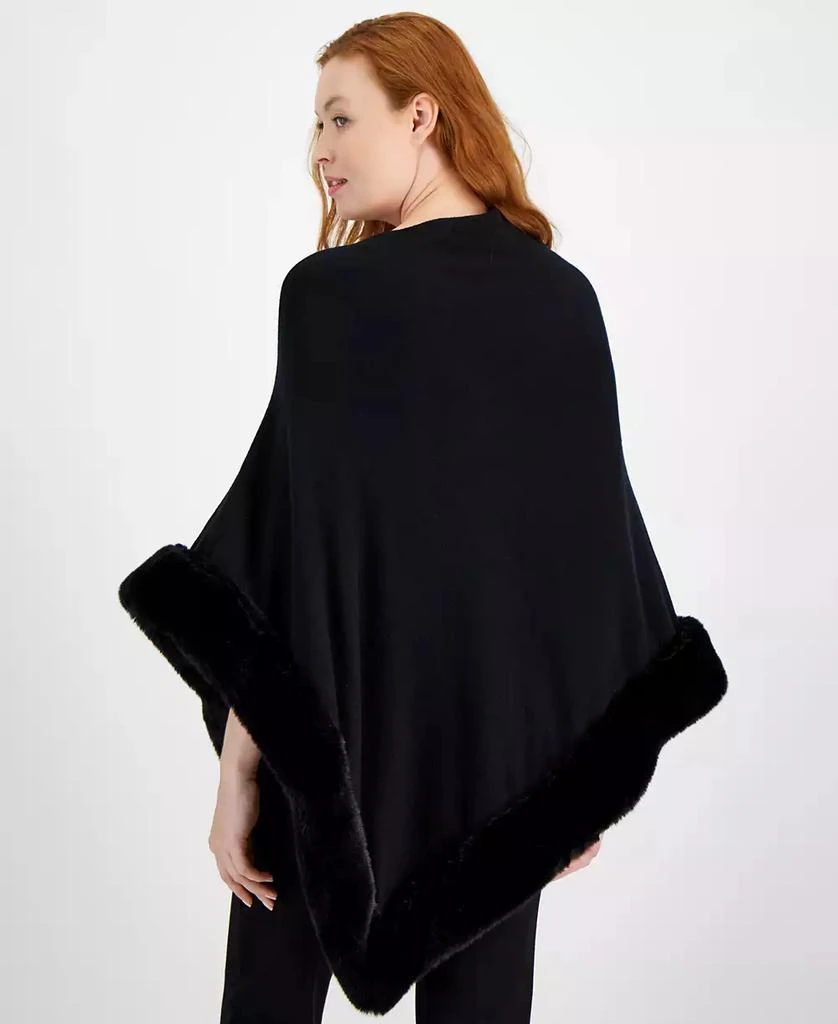 商品Anne Klein|Women's Faux Fur Trim Poncho Cape,价格¥516,第2张图片详细描述