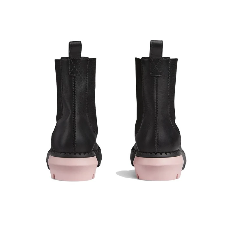 【预售3-7天】Gucci/古驰 女士黑色皮革圆头套筒短筒厚底切尔西靴 商品